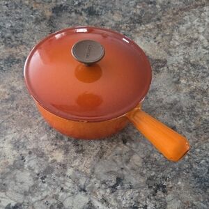 Le Creuset Cousances #18 Flame Orange Cast Iron Saucepan‎ with Lid